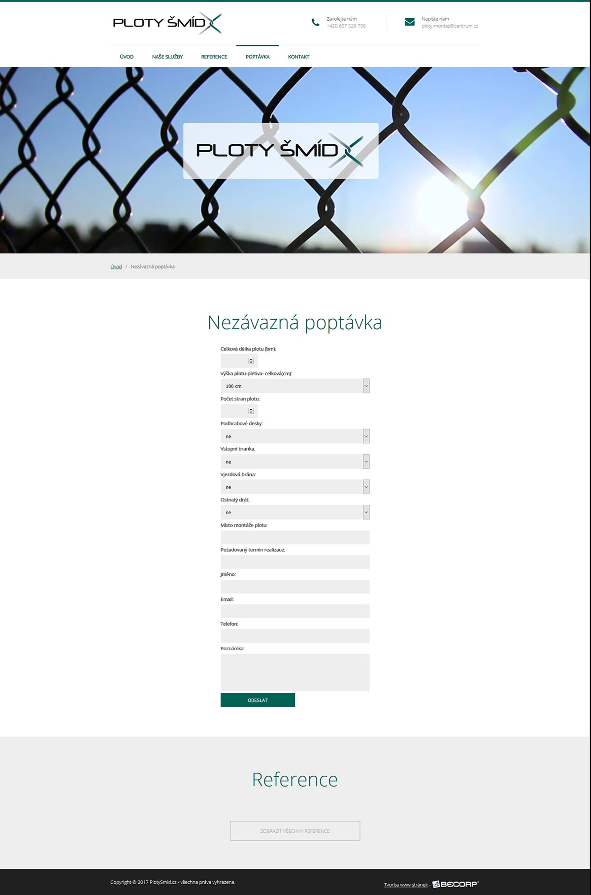 Výroba webové stránky pro OSVČ nabízející výstavbu plotů
